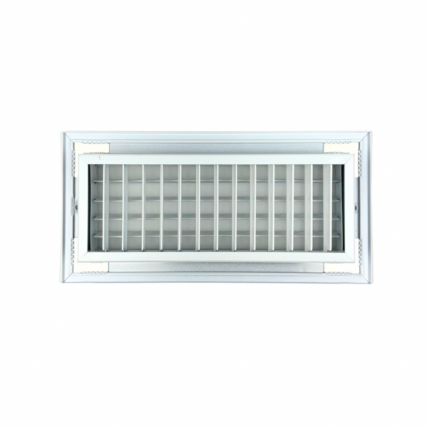 Grille d'alimentation 4x10po à double déflexion en acier prépeint blanc