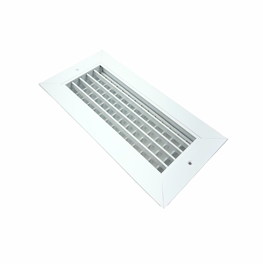 Grille d'alimentation 4x10po à double déflexion en acier prépeint blanc