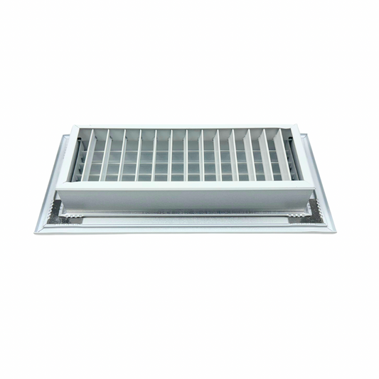 Grille d'alimentation 4x10po à double déflexion en acier prépeint blanc