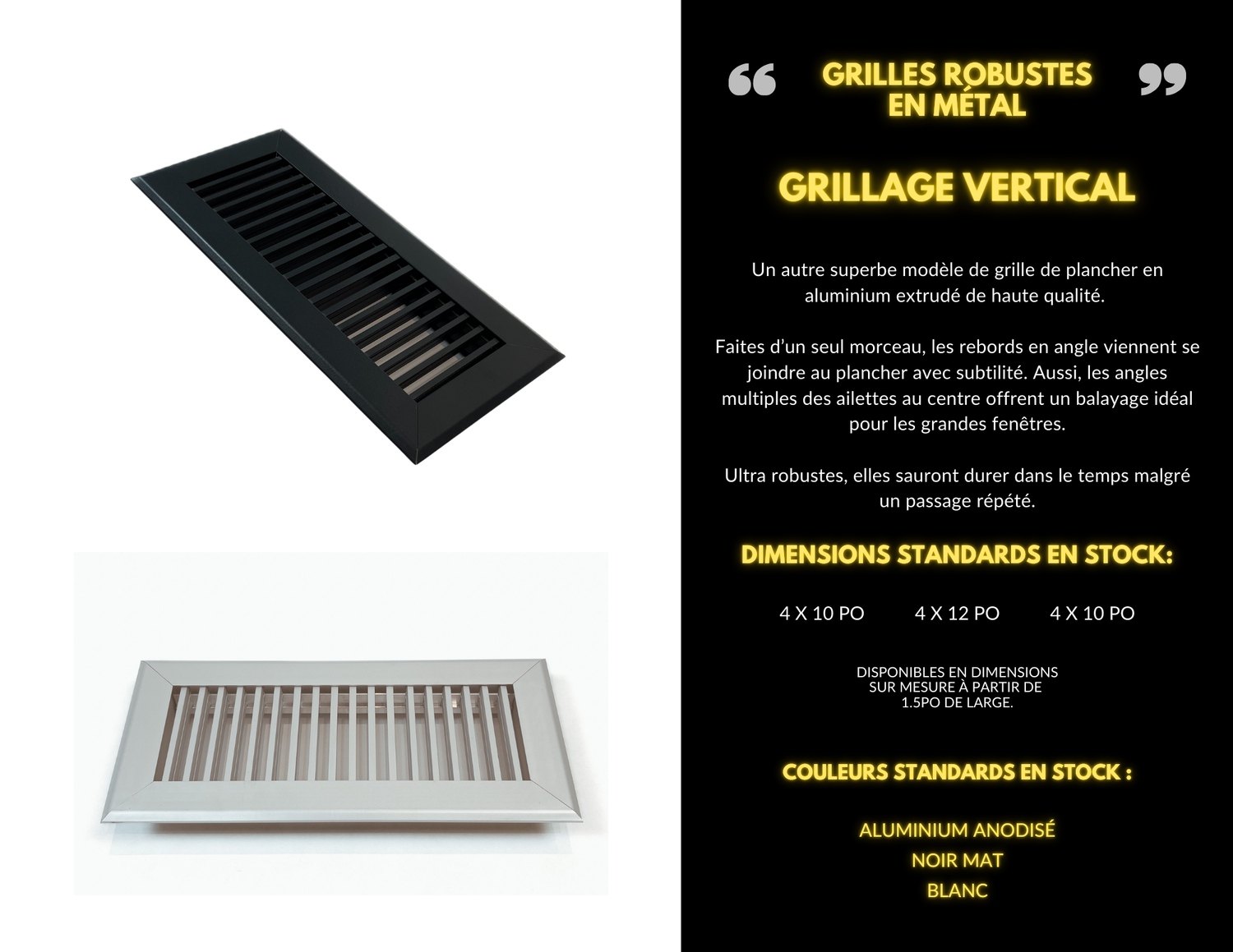 Grilles robustes en métal vertical description