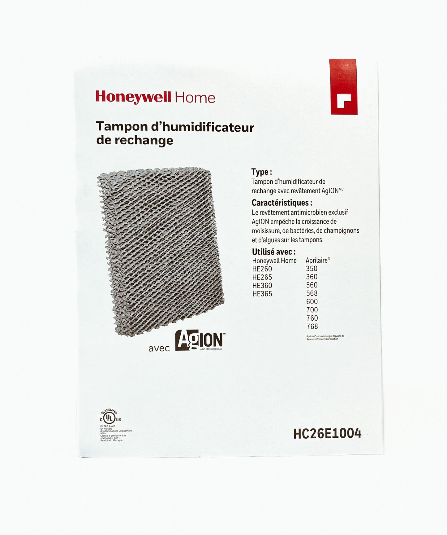 HC26E1004 - Tampon de rechange pour humidificateur à dérivation - 10x13x1.5 po